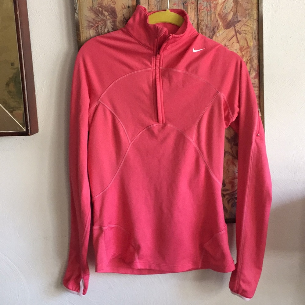 NIKE HOT PINK 1/2 ZIP LS STR WORKOUT TOP JACKET M